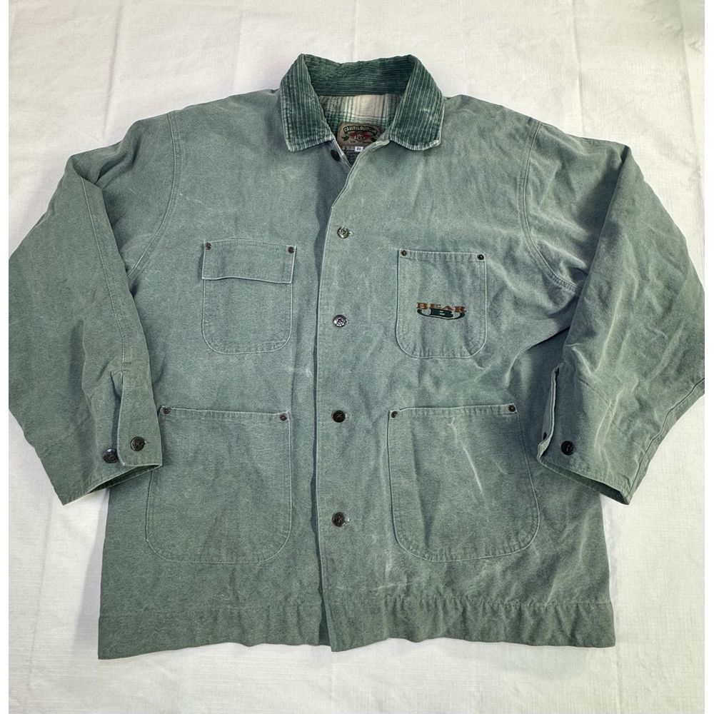 Bear U.S.A. Surf Boards Flannel Lined Green Denim Jacket XL Chore Barn Utility